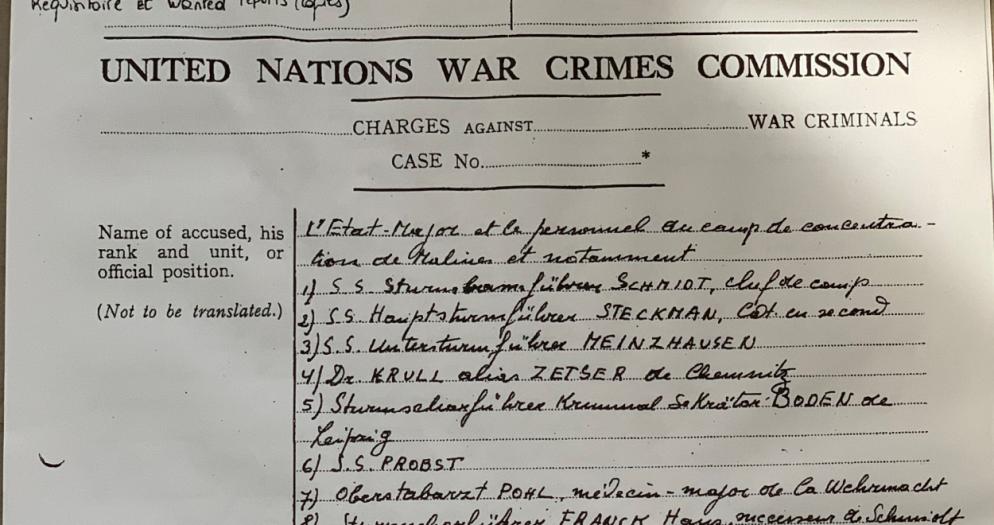United Nations War Crimes commission, requisition, Archives Belgian Crime Commission, copyrights CegeSoma/Archives de l'Etat